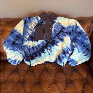 Free People Movement Rocky Ridge Pullover Fleece Gorpcore pocket Blue tie dye